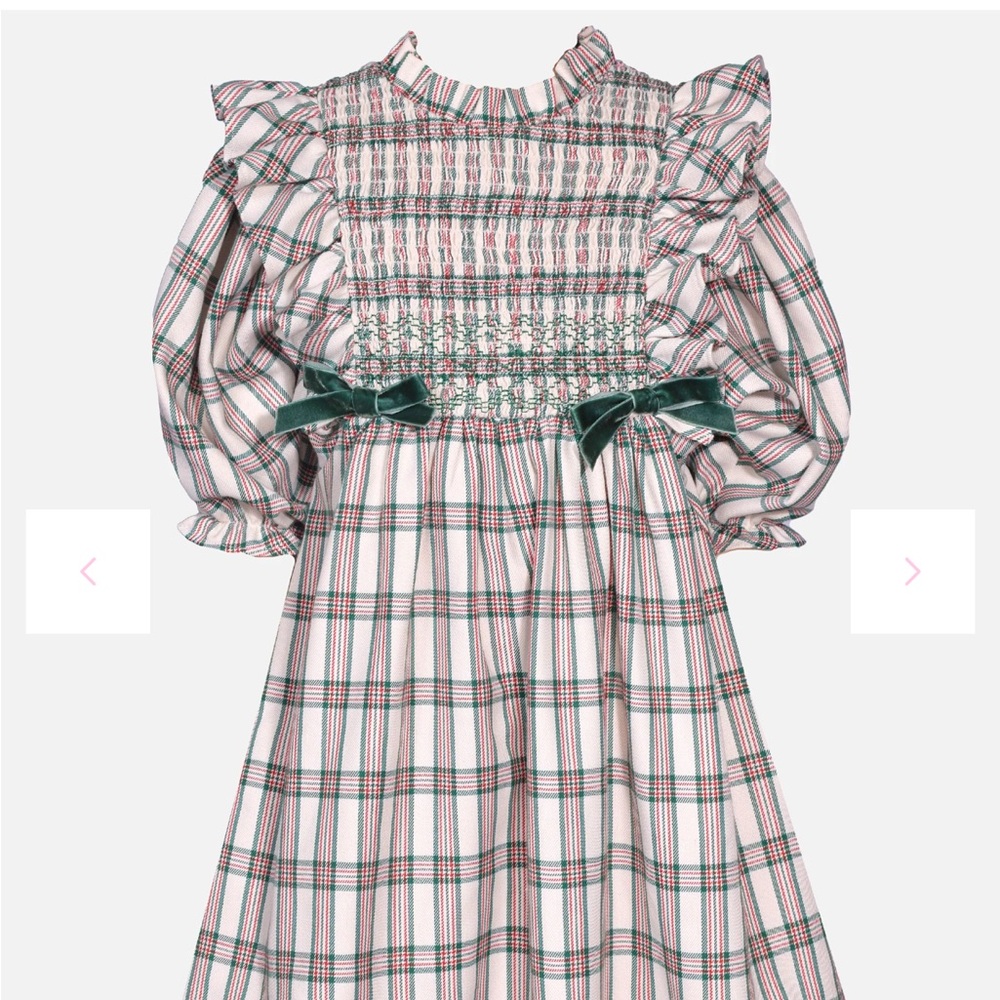 Iris & Ivy Baby Girl Holiday / Christmas Plaid Dress Velvet Bows Size 18 months